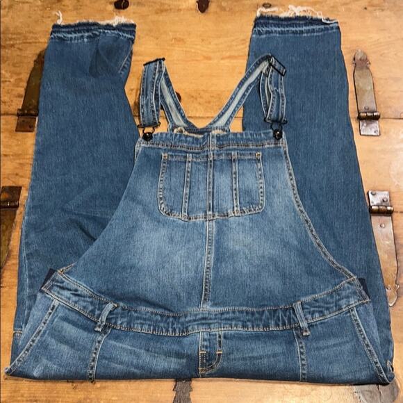 Women's Indigo Blue Side-Panel Skinny Ankle Denim Overalls Maternity Size XL - Picture 3 of 12